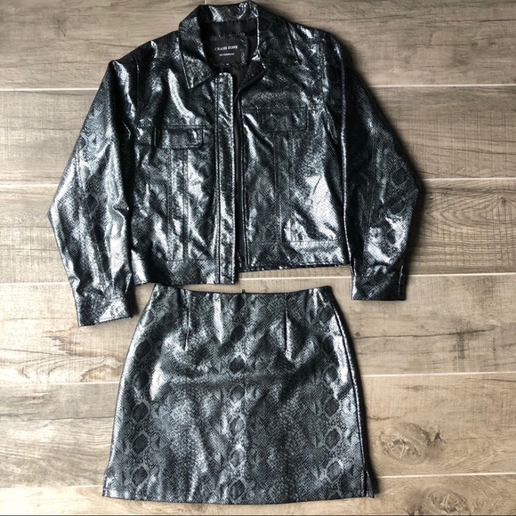 Crash Zone Dresses & Skirts - Vintage Crash Zone snakeskin PVC two-piece set